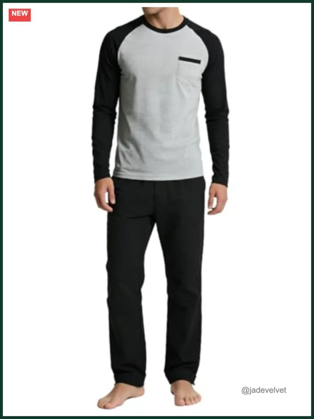 Men's 2-Piece Long Sleeve Pajama Set with Pockets Loungewear Sleepwear